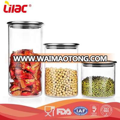 wholesale 300ml 500ml 700ml Heat resistant borosilicate Food-safe airtight kitchen storage food glass canister